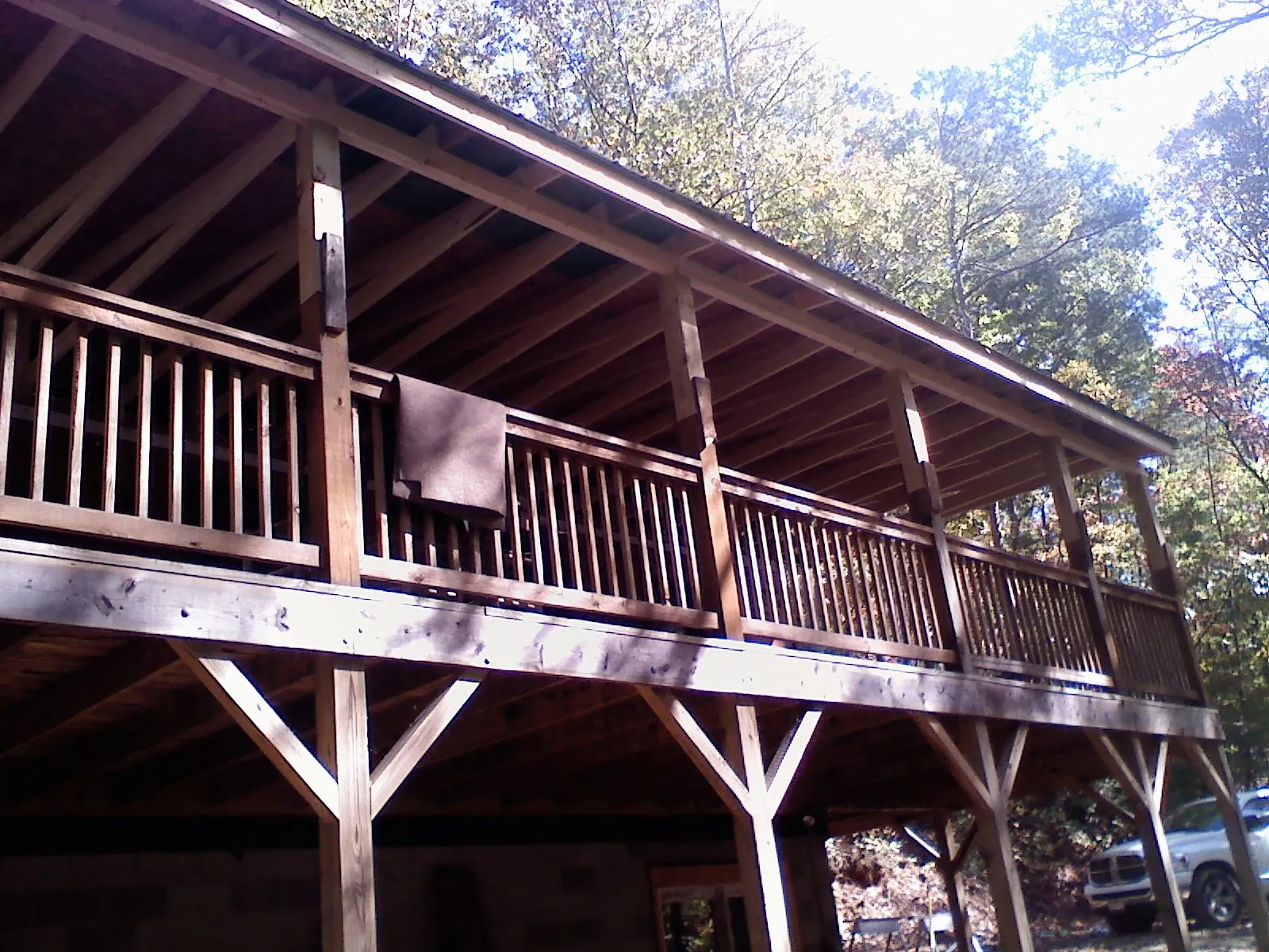 Timber framing under a new elevated porch and deck — Roof Leak Repair in Macungie by Roofing Brothers